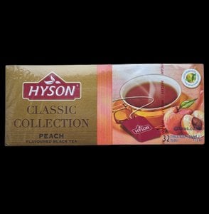 Hyson Peach Infused Black Tea, 32 Tea Bags 32g, Black Tea, Empire Brands (Pvt) Ltd. Sold by Teas.co.uk.