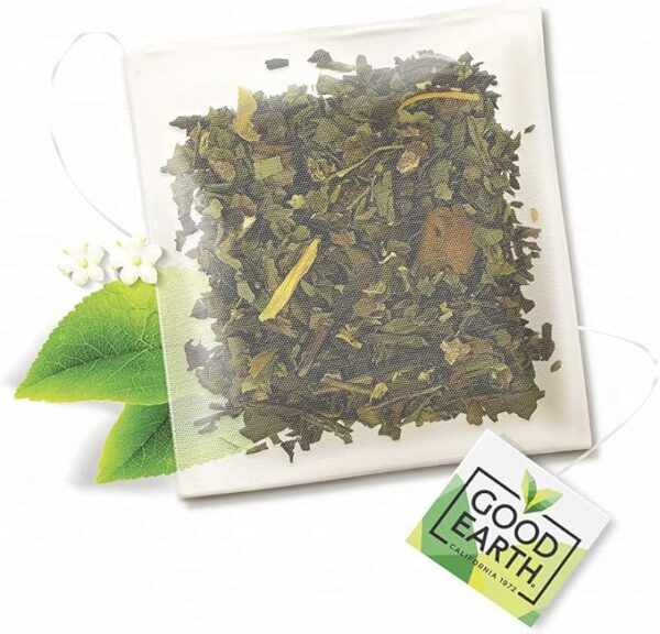 Www-Teas-Co-Uk-Good-Earth-Elderflower-And-Pear-White-Tea-15-Tea-Bags-18G-5000208052097-Close-Up-On-Tea-Bag Good Earth Elderflower And Pear White Tea, 15 Tea Bags 18G
