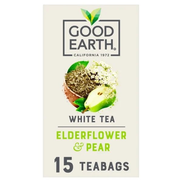 Good Earth Elderflower And Pear White Tea, 15 Tea Bags 18G, Fruit And Herbal Tea, Tata Consumer Products Uk Group Limited. Sold By Teas.co.uk.