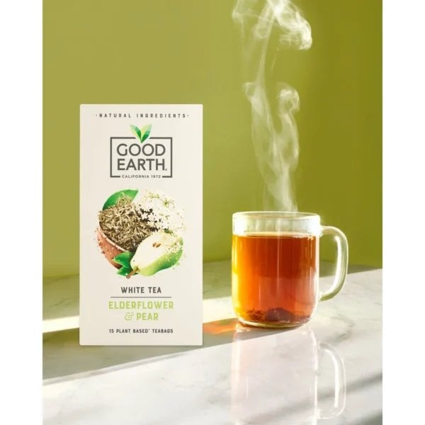 Good Earth Elderflower And Pear White Tea, 15 Tea Bags 18G, Fruit And Herbal Tea, Tata Consumer Products Uk Group Limited. Sold By Teas.co.uk.