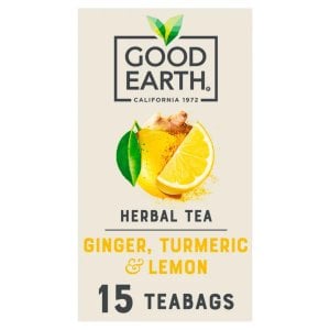 Good Earth Lemon, Ginger and Turmeric, 15 Tea Bags 42g, Fruit and Herbal Tea, Tata Consumer Products UK Group Limited. Sold by Teas.co.uk.