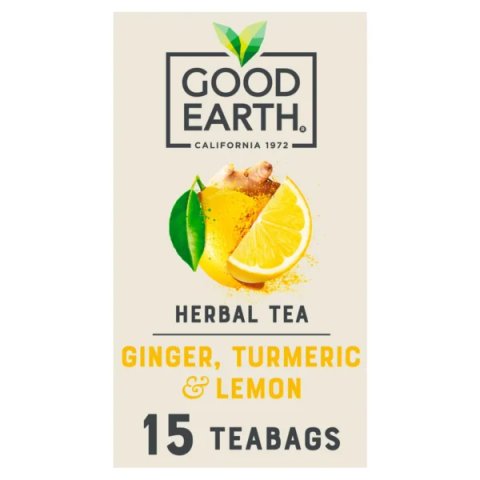Good Earth Lemon, Ginger and Turmeric, 15 Tea Bags 42g, Fruit and Herbal Tea, Tata Consumer Products UK Group Limited. Sold by Teas.co.uk.