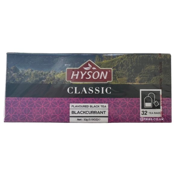 Blackcurrant Tea Spritz (Sparkling, Non-Alcoholic) 1 Hyson Blackcurrant Infused Black Tea, 32 Tea Bags 32G, Worldwide Teas, Empire Brands (Pvt) Ltd. Sold By Teas.co.uk.