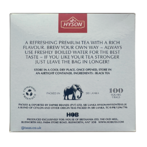 Hyson Premium Breakfast Tea, 100 Tea Bags 180G, Black Tea, Empire Brands (Pvt) Ltd. Sold By Teas.co.uk.