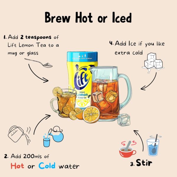 Lift Instant Lemon Black Tea (Reduced Sweetness), 165g, Black Tea, Lift Brands UK Limited. Sold by Teas.co.uk.