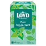 Loyd Pure Peppermint, 40 Tea Bags 60g, front of box, available at teas.co.uk