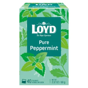 Loyd Pure Peppermint, 40 Tea Bags 60g, front of box, available at teas.co.uk