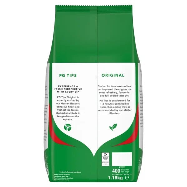 PG Tips Original English Breakfast, 400 Tea Bags 1.16kg, Black Tea, Lipton Teas and Infusions UK Limited. Sold by Teas.co.uk.