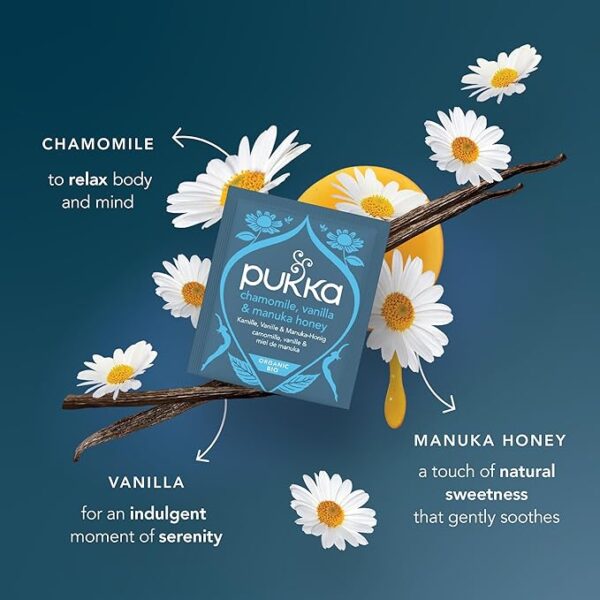 Pukka Organic Chamomile, Vanilla and Manuka Honey, 20 Tea Bags 32g