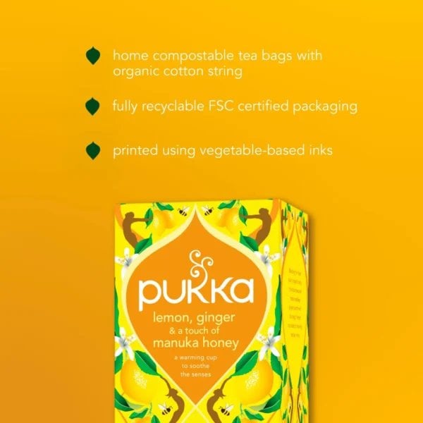 Pukka Organic Lemon, Ginger And Manuka Honey, 20 Tea Bags 34G