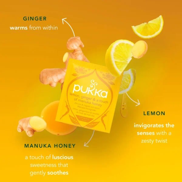 Pukka Organic Lemon, Ginger and Manuka Honey, 20 Tea Bags 34g