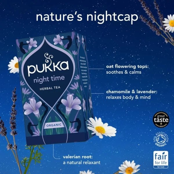 Pukka Organic Night Time With Chamomile, 20 Tea Bags 20g, English Tea, Pukka Herbs Limited. Sold by Teas.co.uk.
