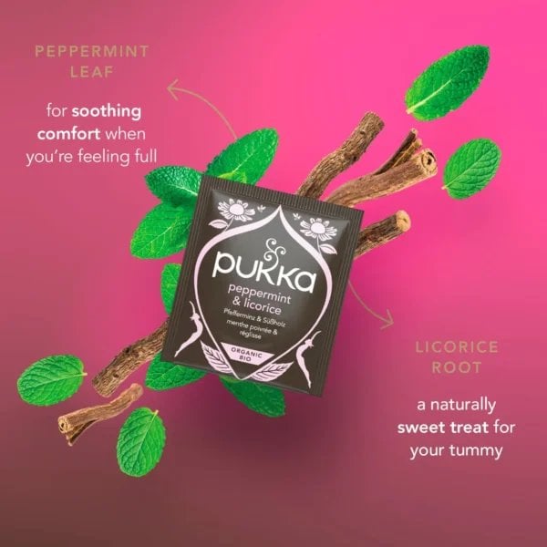 Pukka Organic Peppermint and Licorice, 20 Tea Bags 30g, English Tea, Pukka Herbs Limited. Sold by Teas.co.uk.