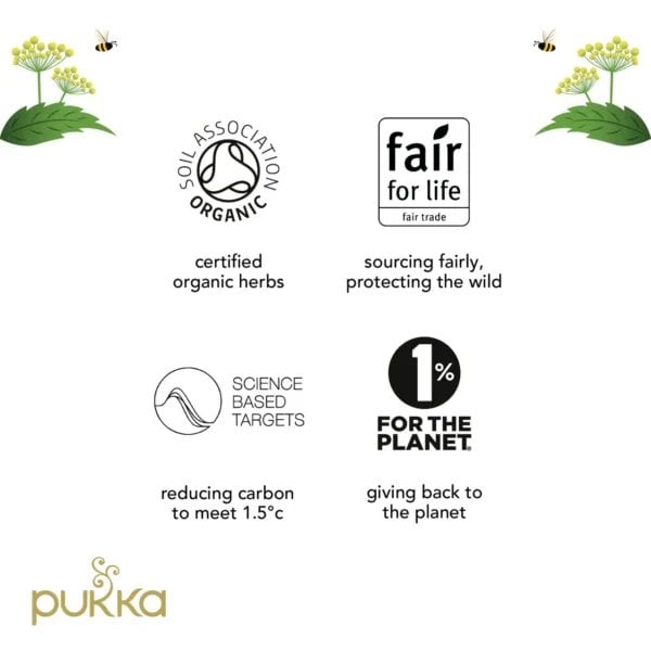 Pukka Organic Relax, 20 Tea Bags 40g, eco facts visual, available at teas.co.uk