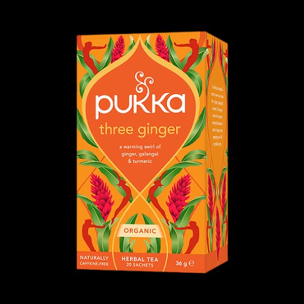 Pukka Organic Three Ginger, 20 Tea Bags 36g, Organic Tea Bags, Pukka Herbs Limited. Sold by Teas.co.uk.