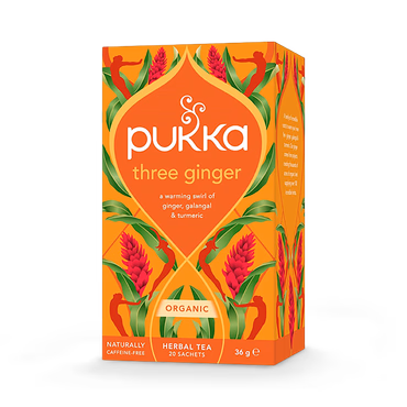Www-Teas-Co-Uk-Pukka-Organic-Three-Ginger-20-Tea-Bags-36G-5065000523145-Front-Of-Box Pukka Organic Three Ginger, 20 Tea Bags 36G