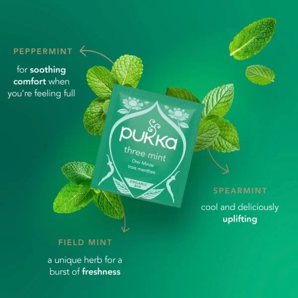 Pukka Organic Three Mint, 20 Tea Bags 32g, English Tea, Pukka Herbs Limited. Sold by Teas.co.uk.
