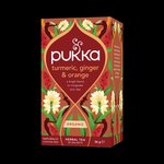 Pukka Organic Turmeric, Ginger and Orange, 20 Tea Bags 36g, Organic Tea Bags, Pukka Herbs Limited. Sold by Teas.co.uk.