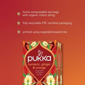 Pukka Organic Turmeric, Ginger and Orange, 20 Tea Bags 36g, Organic Tea Bags, Pukka Herbs Limited. Sold by Teas.co.uk.