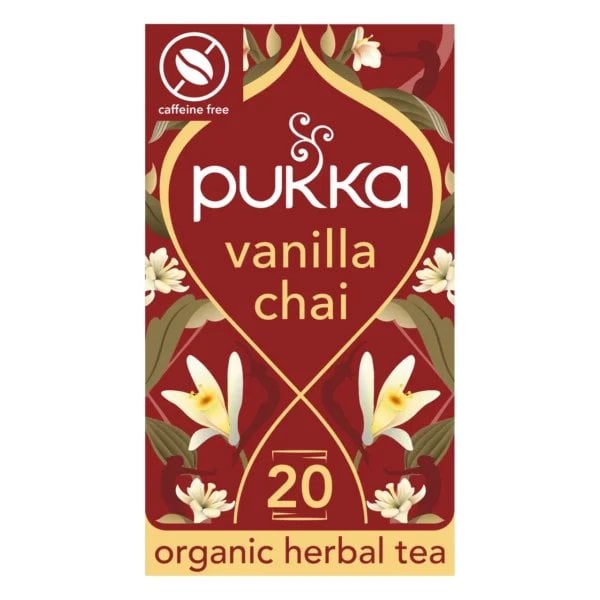 Pukka Organic Vanilla Chai, 20 Tea Bags 40G, Organic Tea Bags, Pukka Herbs Limited. Sold By Teas.co.uk.