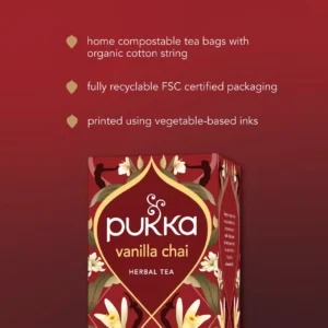 Pukka Organic Vanilla Chai, 20 Tea Bags 40g, Organic Tea Bags, Pukka Herbs Limited. Sold by Teas.co.uk.