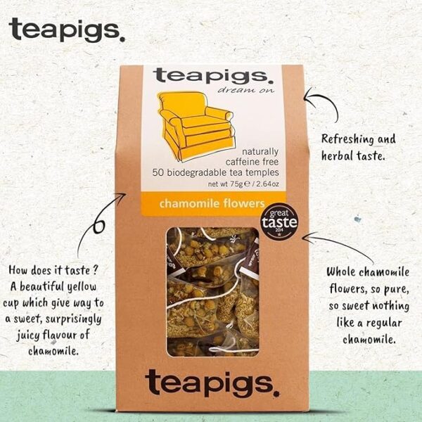 Teapigs Chamomile Flowers, 50 Tea Bags 75g, English Tea, Teapigs Limited. Sold by Teas.co.uk.