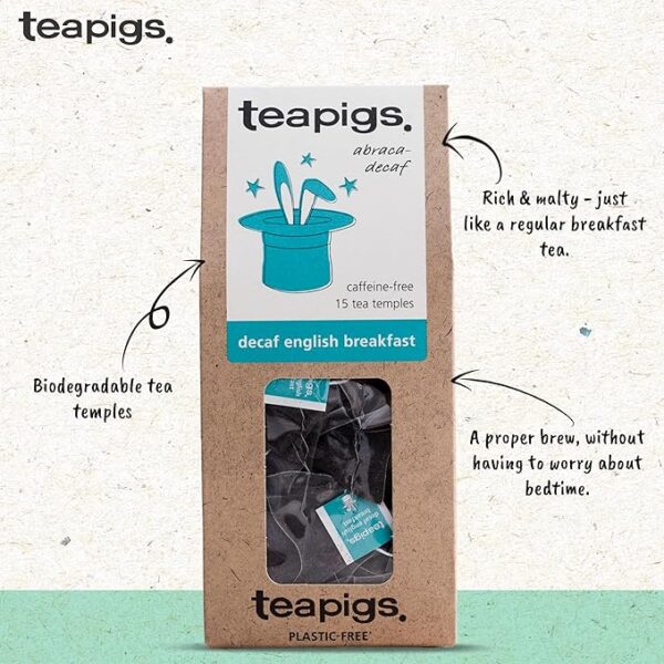 Www-Teas-Co-Uk-Teapigs-Decaf-English-Breakfast-15-Tea-Bags-50G-5060136754418-Front-Of-Box-With-Facts-Visual Teapigs Decaf English Breakfast, 15 Tea Bags 50G