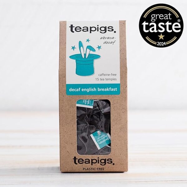 Www-Teas-Co-Uk-Teapigs-Decaf-English-Breakfast-15-Tea-Bags-50G-5060136754418-Front-Of-Box-With-Great-Taste-Award-Visual Teapigs Decaf English Breakfast, 15 Tea Bags 50G