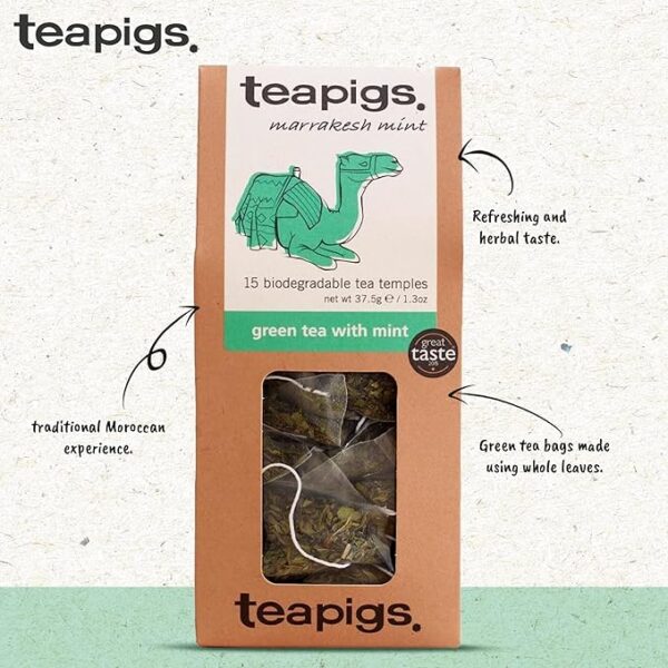 Teapigs Green Tea with Mint, 15 Tea Bags 37.5g, English Tea, Teapigs Limited. Sold by Teas.co.uk.