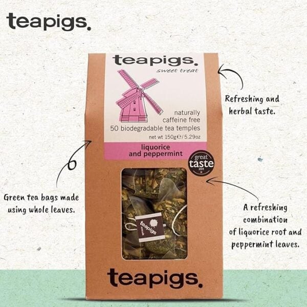 Teapigs Liquorice And Peppermint, 15 Tea Bags 45G, Fruit And Herbal Tea, Teapigs Limited. Sold By Teas.co.uk.