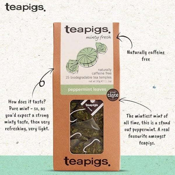 Teapigs Peppermint Leaves, 15 Tea Bags 30G, English Tea, Teapigs Limited. Sold By Teas.co.uk.
