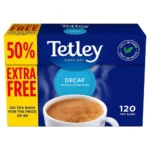 Tetley Decaf English Breakfast, 120 Tea Bags 375g, Decaffeinated Black Teas, Tata Consumer Products UK Group Limited. Sold by Teas.co.uk.