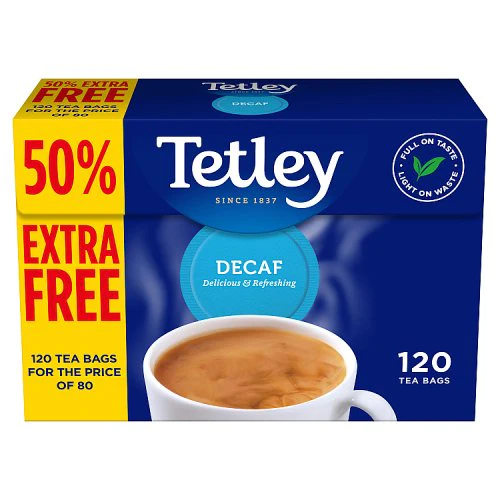 Tetley Decaf English Breakfast, 120 Tea Bags 375G
