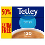 Tetley Decaf English Breakfast, 120 Tea Bags 375g, Decaffeinated Black Teas, Tata Consumer Products UK Group Limited. Sold by Teas.co.uk.