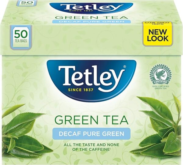 Tetley Decaf Pure Green Tea, 50 Tea Bags 100g, English Tea, Tata Consumer Products UK Group Limited. Sold by Teas.co.uk.