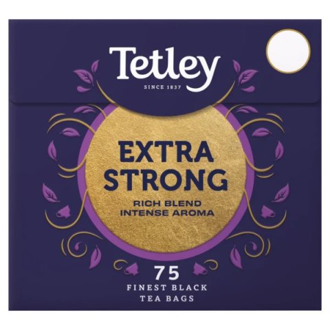 Tetley Extra Strong Breakfast Tea, 75 Tea Bags 237g, Black Tea, Tata Consumer Products UK Group Limited. Sold by Teas.co.uk.