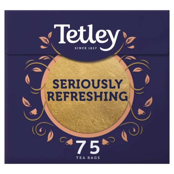 The Brisk Refreshing Cup Of Tetley Seriously Refreshing 1 Tetley Seriously Refreshing, 75 Tea Bags 250G, Black Tea, Tata Consumer Products Uk Group Limited. Sold By Teas.co.uk.