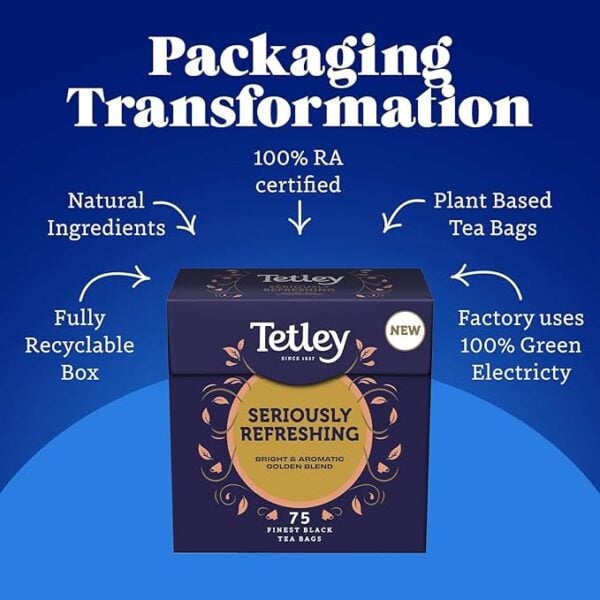 Tetley Seriously Refreshing, 75 Tea Bags 250g, Black Tea, Tata Consumer Products UK Group Limited. Sold by Teas.co.uk.