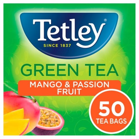 Tetley Green Tea with Mango and Passion Fruit, 50 Tea Bags 100g