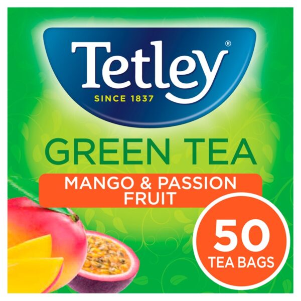 Tetley Green Tea With Mango And Passion Fruit, 50 Tea Bags 100G