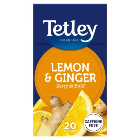 Tetley Lemon and Ginger, 20 Tea Bags 32g, Fruit and Herbal Tea, Tata Consumer Products UK Group Limited. Sold by Teas.co.uk.