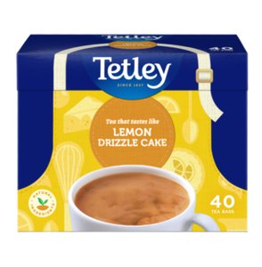 Tetley Lemon Drizzle Cake, 40 Tea Bags 80g, Black Tea, Tata Consumer Products UK Group Limited. Sold by Teas.co.uk.