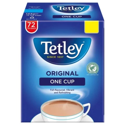 Tetley One Cup English Breakfast Tea, 72 Tea Bags 144g, Black Tea, Tata Consumer Products UK Group Limited. Sold by Teas.co.uk.