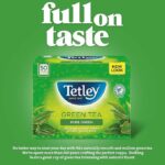 Tetley Pure Green Tea, 50 Tea Bags 100g, front of box with advertising visuals, available at teas.co.uk