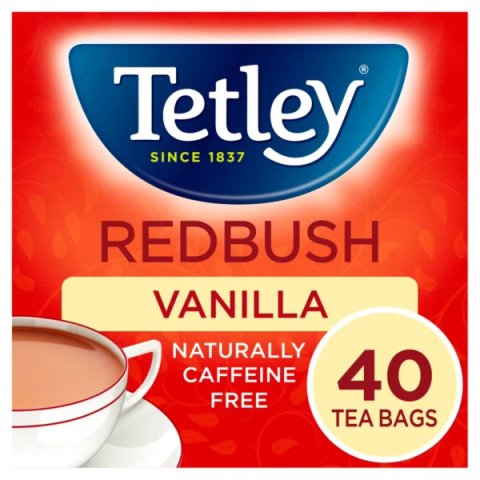 Tetley Redbush Vanilla, 40 Tea Bags 100g, English Tea, Tata Consumer Products UK Group Limited. Sold by Teas.co.uk.
