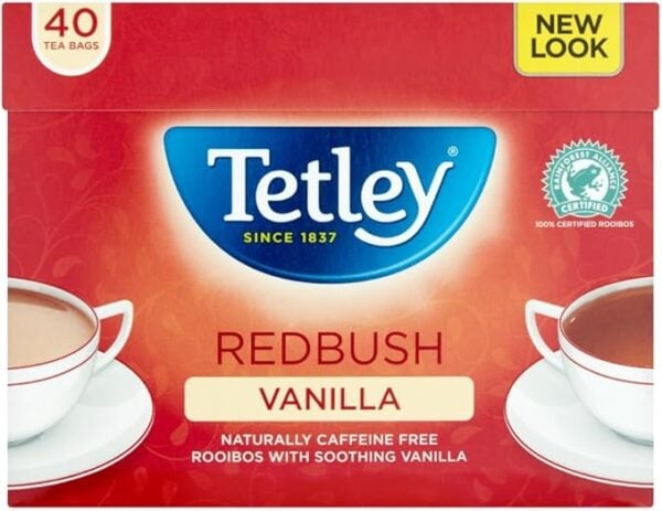 Tetley Redbush Vanilla, 40 Tea Bags 100g, English Tea, Tata Consumer Products UK Group Limited. Sold by Teas.co.uk.