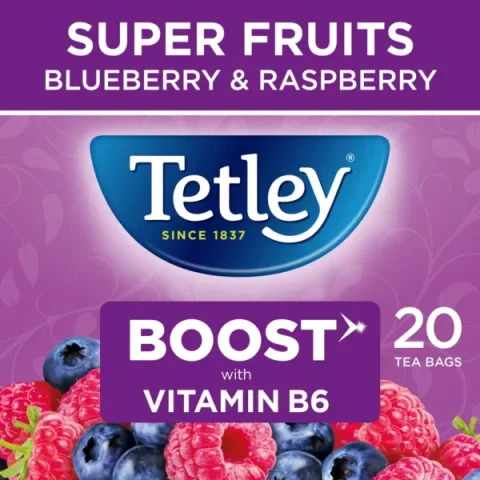 Tetley Super Fruits Boost Blueberry and Raspberry, 20 Tea Bags 40g