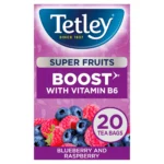 Tetley Super Fruits Boost Blueberry and Raspberry, 20 Tea Bags 40g