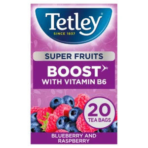 Tetley Super Fruits Boost Blueberry and Raspberry, 20 Tea Bags 40g
