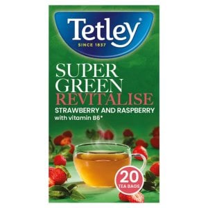 Tetley Super Green Revitalise Strawberry and Raspberry, 20 Tea Bags 40g